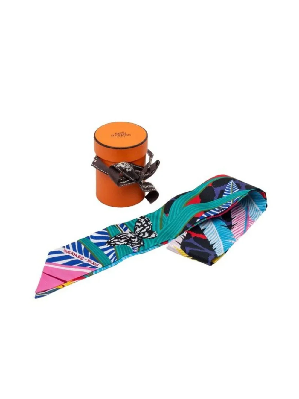 Hermes Twilly Jaguar Quetzal Scarf Multicolor Silk - Picture 5 of 5